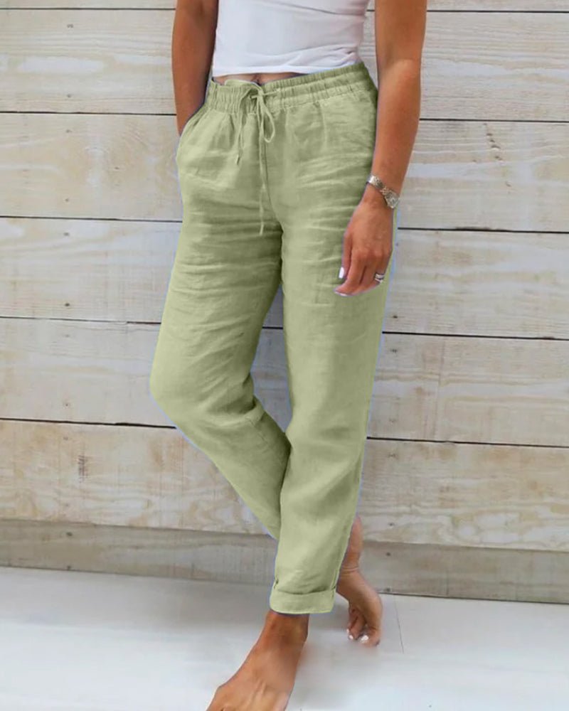 Selena chic tapered joggers shown in a relaxed everyday fit