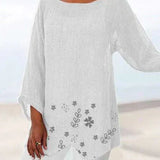Luisa floral plus size blouse with soft V-neckline and relaxed silhouette