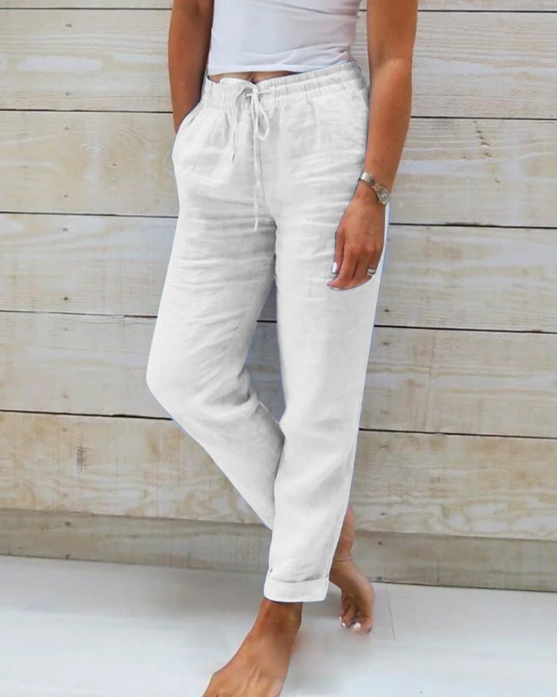 Selena chic tapered joggers shown in a relaxed everyday fit
