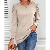 Mae puff-shoulder tunic top in a soft stretchy knit with flattering tunic length