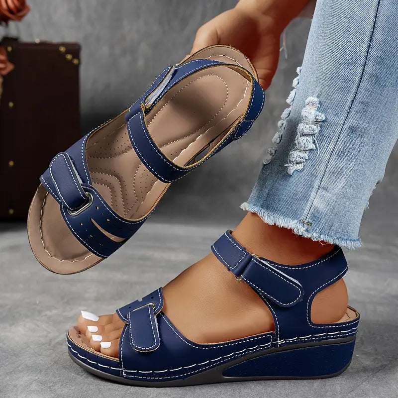 Mischa Everyday Grace wedge sandals with adjustable Velcro strap and cushioned sole