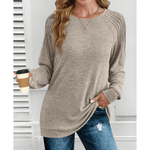Anika ribbed shoulder long-sleeve top with a relaxed tunic fit
