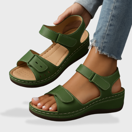 Mischa Everyday Grace wedge sandals with adjustable Velcro strap and cushioned sole