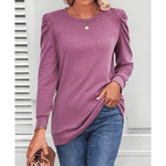 Mae puff-shoulder tunic top in a soft stretchy knit with flattering tunic length