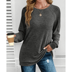 Anika ribbed shoulder long-sleeve top with a relaxed tunic fit