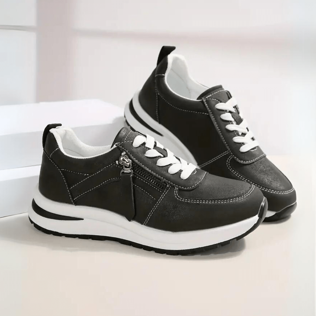 Danielle luxe comfort sneakers for women in black, side view