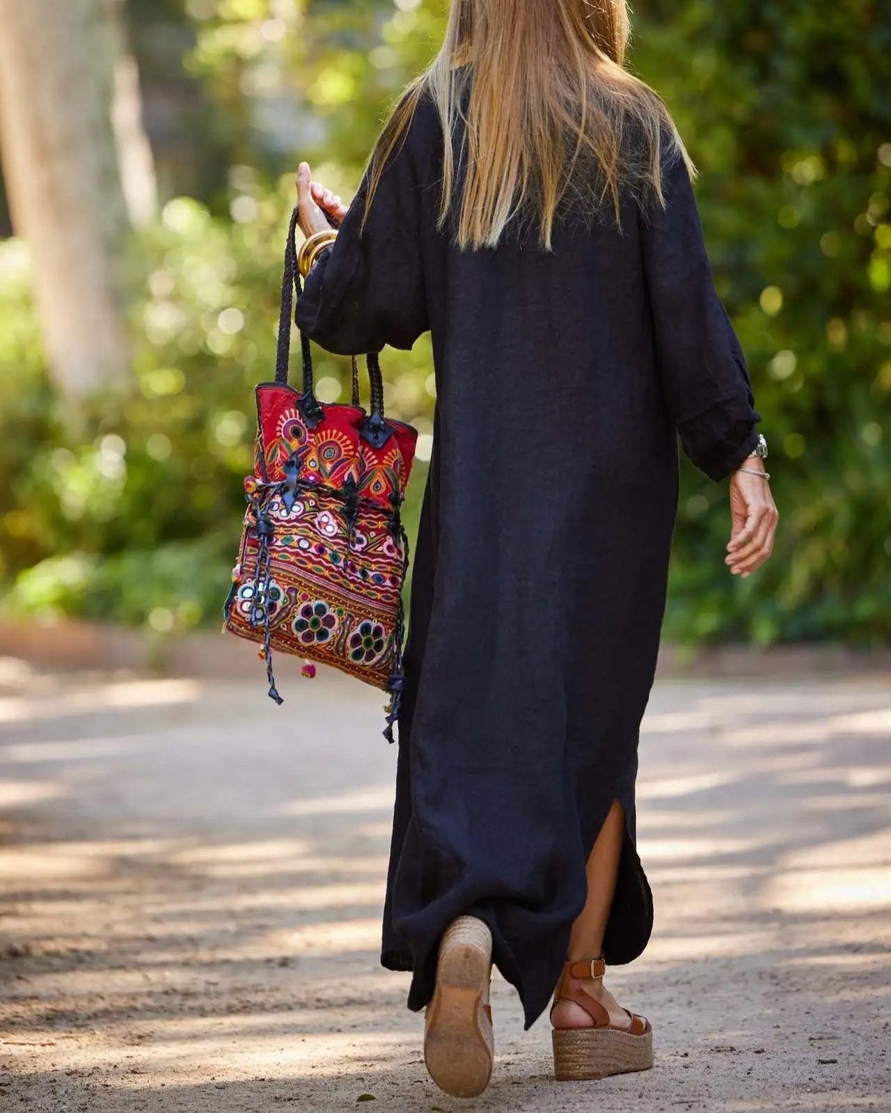 Elaina relaxed maxi dress with buttons and flowing skirt, shown in white