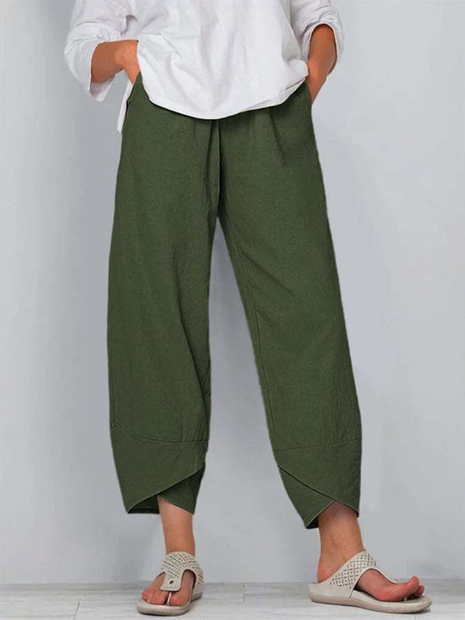 Avelina relaxed chic pants with a mid-rise waist and flowing silhouette, shown in neutral tones