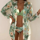 Thalassa 3-in-1 bikini set with padded top and matching lightweight kimono cover-up