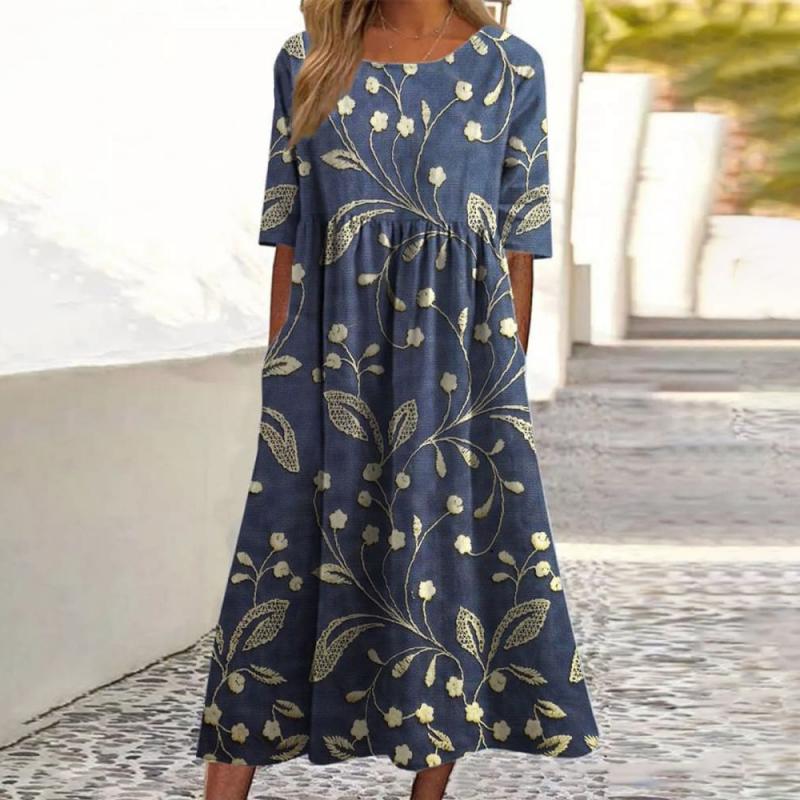 Vera flirty blue floral midi dress with a flattering midi length