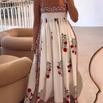 Kate multicoloured elegant maxi dress with square neckline and flowing silhouette
