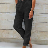 Selena chic tapered joggers shown in a relaxed everyday fit