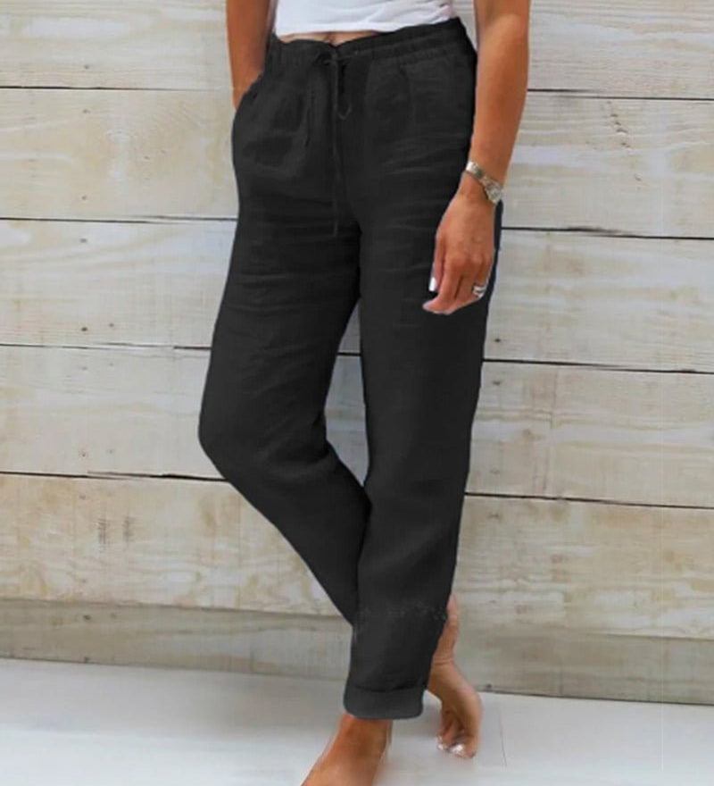 Selena chic tapered joggers shown in a relaxed everyday fit