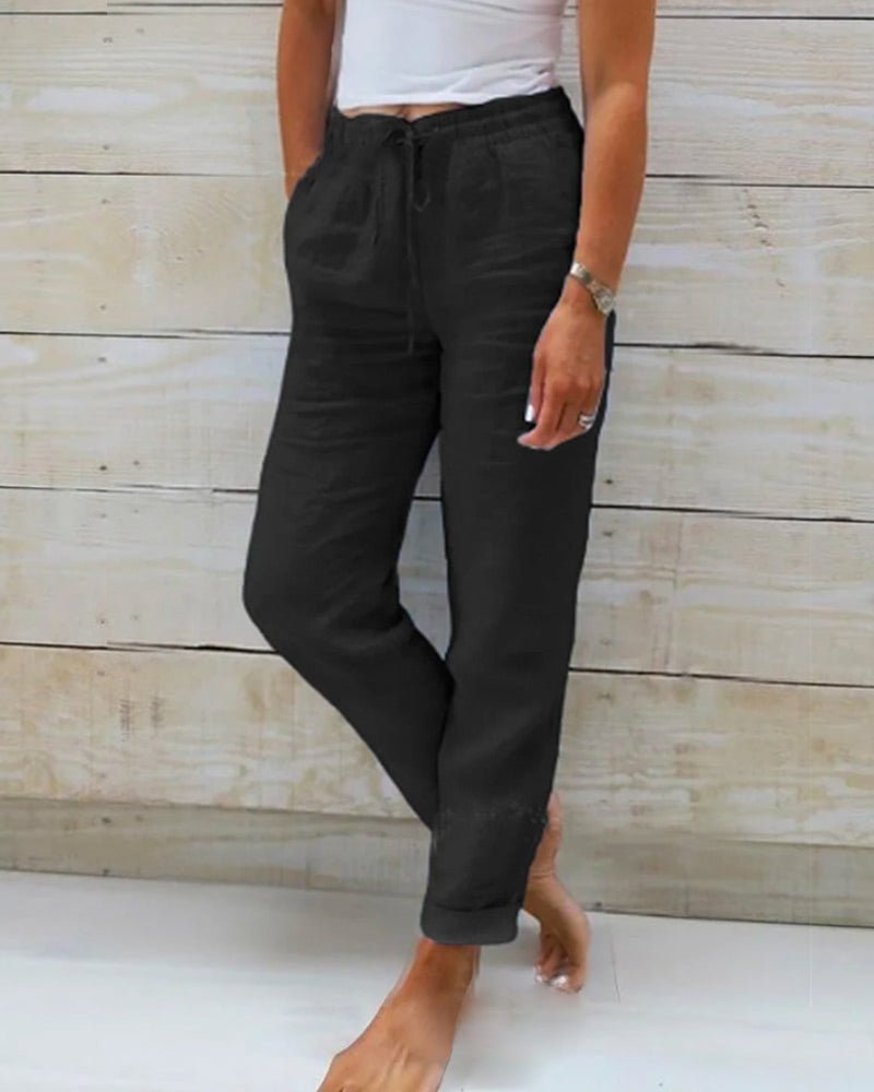 Selena chic tapered joggers shown in a relaxed everyday fit
