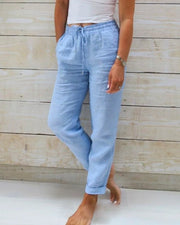 Selena chic tapered joggers shown in a relaxed everyday fit