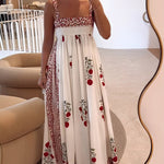 Kate multicoloured elegant maxi dress with square neckline and flowing silhouette