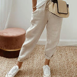 Adria casual retro pleated pants with drawstring waist and relaxed straight-leg fit
