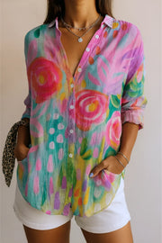 Astra colourful patterned blouse with a relaxed, flattering drape
