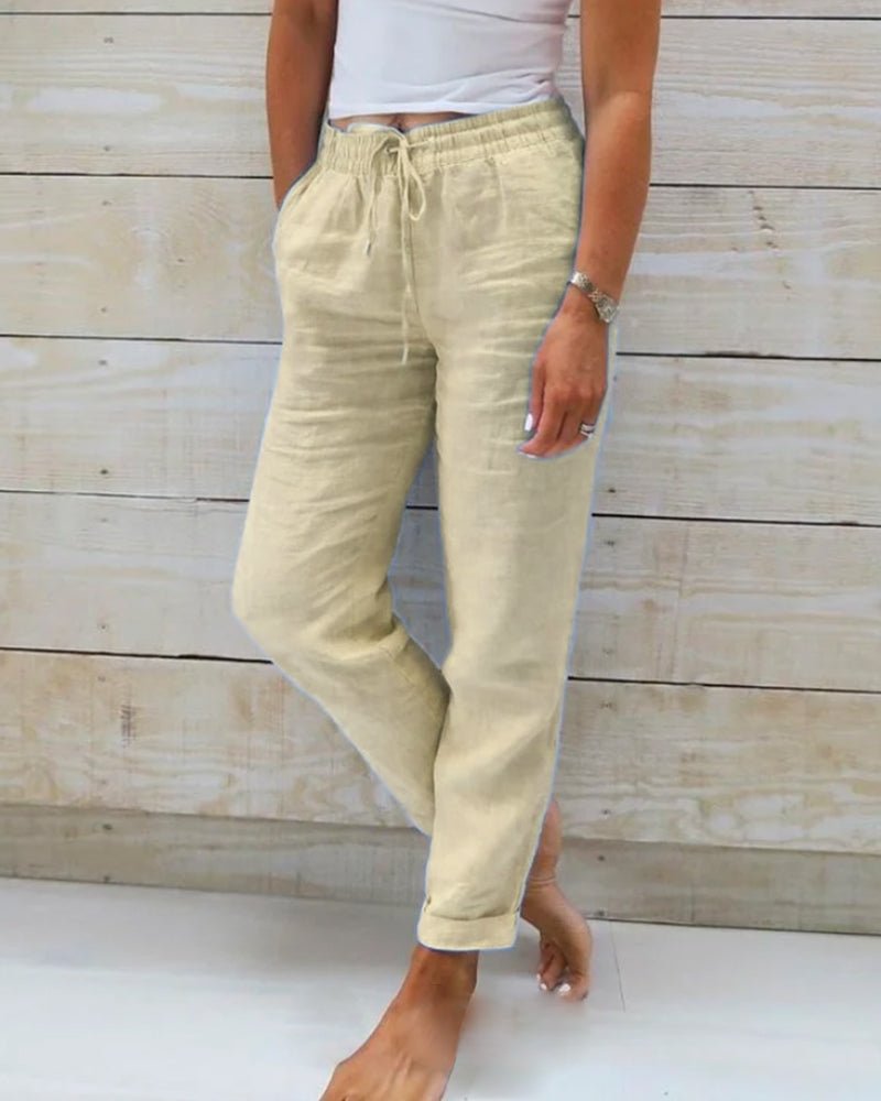 Selena chic tapered joggers shown in a relaxed everyday fit