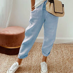 Adria casual retro pleated pants with drawstring waist and relaxed straight-leg fit
