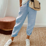 Adria casual retro pleated pants with drawstring waist and relaxed straight-leg fit