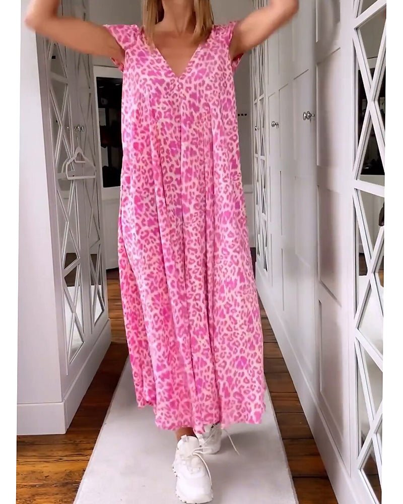 Glaiza V-neck maxi dress with a flowing floor-length silhouette