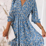 Sunna elegant floral dress with a flattering feminine silhouette