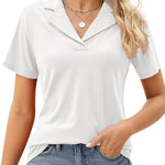Arya chic polo top with a relaxed mid-hip fit, shown in a solid colour