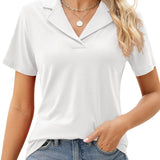 Arya chic polo top with a relaxed mid-hip fit, shown in a solid colour