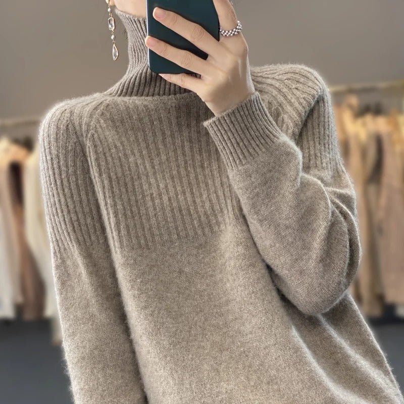 Jenica chic cozy roll neck sweater in a soft minimalist knit
