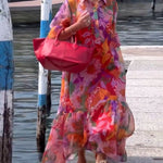 Tasia floral maxi dress with lantern sleeves and flowing shift silhouette