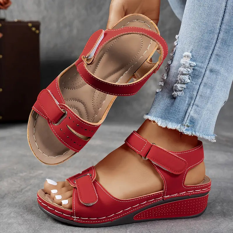 Mischa Everyday Grace wedge sandals with adjustable Velcro strap and cushioned sole