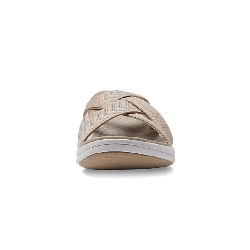 Harmony Walk orthopedic comfort sandals shown in black, beige, and light blue