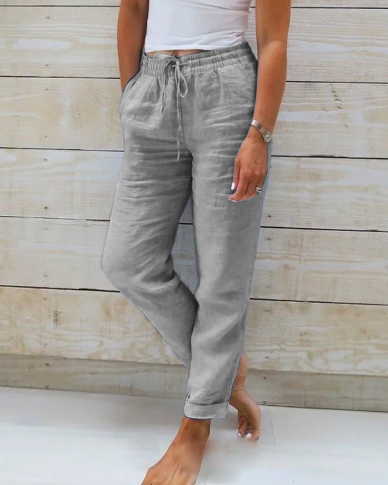 Selena chic tapered joggers shown in a relaxed everyday fit