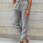 Selena chic tapered joggers shown in a relaxed everyday fit