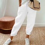 Adria casual retro pleated pants with drawstring waist and relaxed straight-leg fit