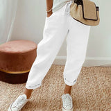 Adria casual retro pleated pants with drawstring waist and relaxed straight-leg fit