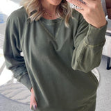 Flor ribbed pocket sweater with relaxed fit shown in a neutral tone