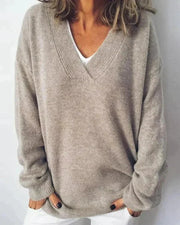 Delilah Haven knit sweater in a soft neutral tone, styled for cool-weather wear