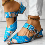 Bello bright rainbow heels in vivid orange, blue and yellow colour options