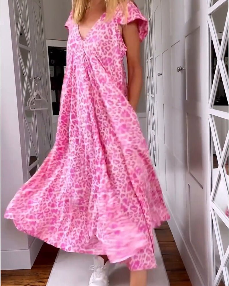 Glaiza V-neck maxi dress with a flowing floor-length silhouette