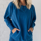 Flor ribbed pocket sweater with relaxed fit shown in a neutral tone