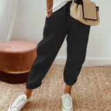 Adria casual retro pleated pants with drawstring waist and relaxed straight-leg fit