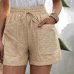 Alani effortless linen blend shorts with elastic waistband and side pockets