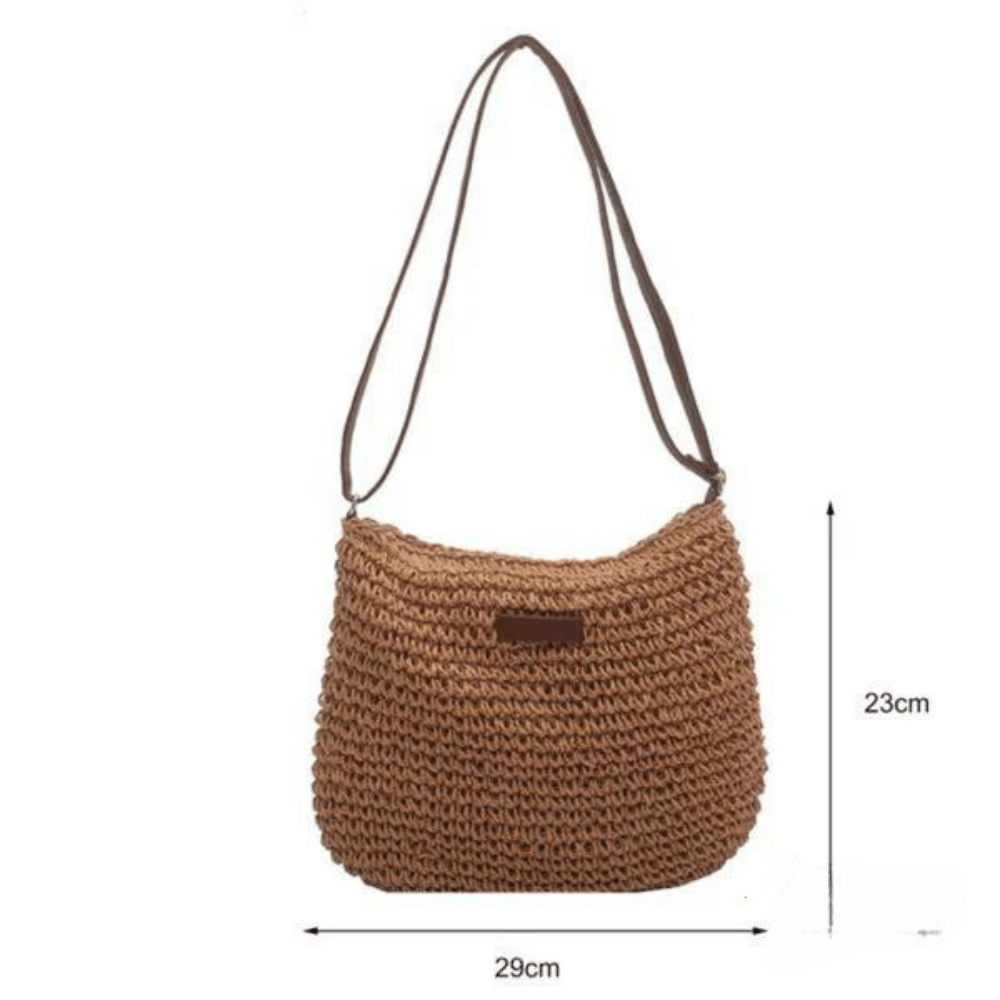 Coralyn woven crossbody bag with adjustable strap in brown