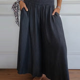 Miray high-waist wide-leg pants with soft elastic waistband in gray