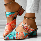 Bello bright rainbow heels in vivid orange, blue and yellow colour options