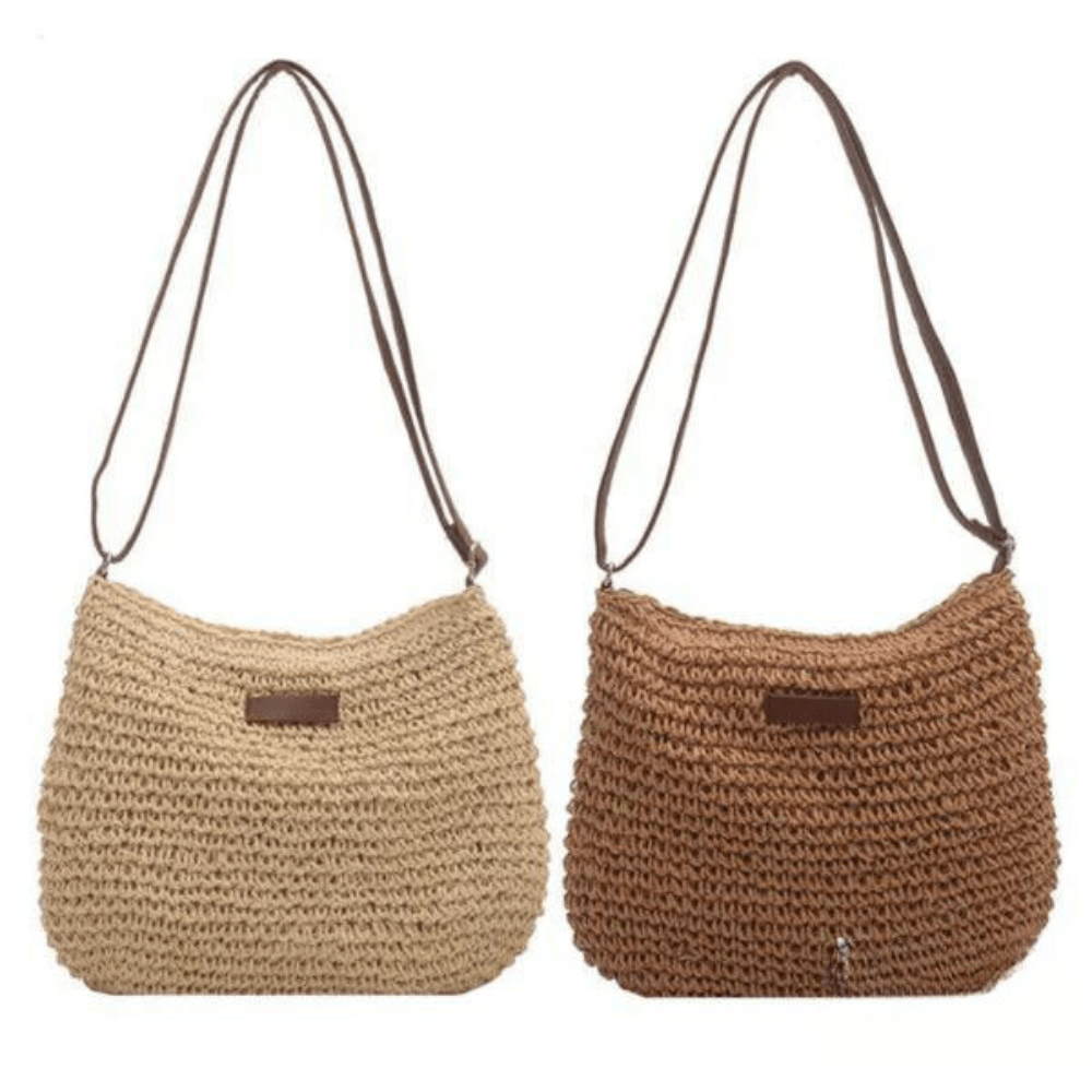 Coralyn woven crossbody bag with adjustable strap in brown