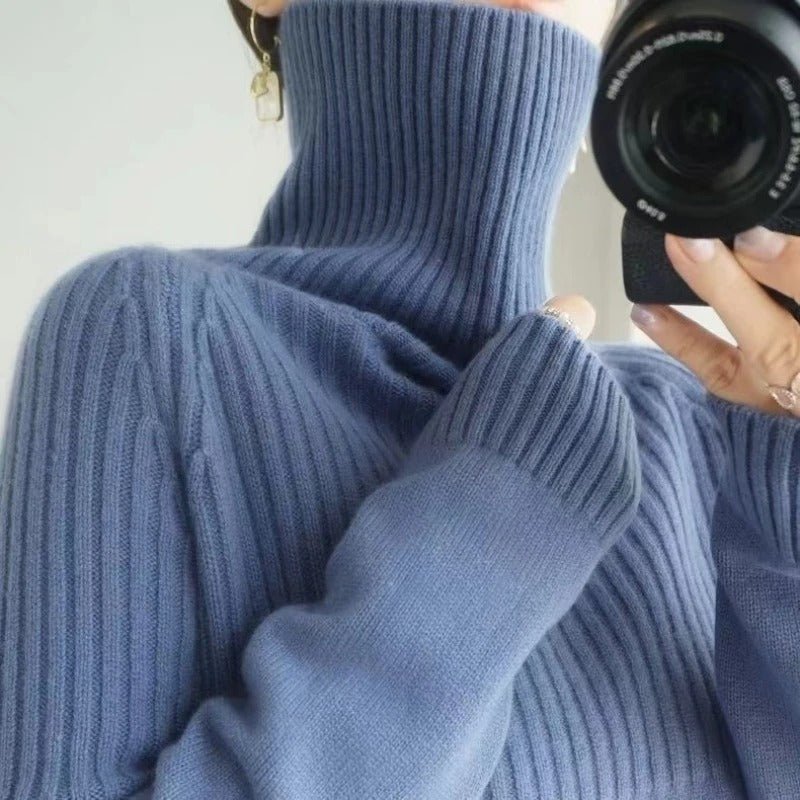 Jenica chic cozy roll neck sweater in a soft minimalist knit