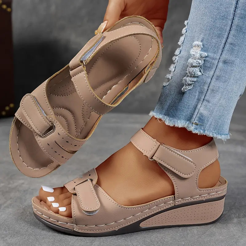 Mischa Everyday Grace wedge sandals with adjustable Velcro strap and cushioned sole
